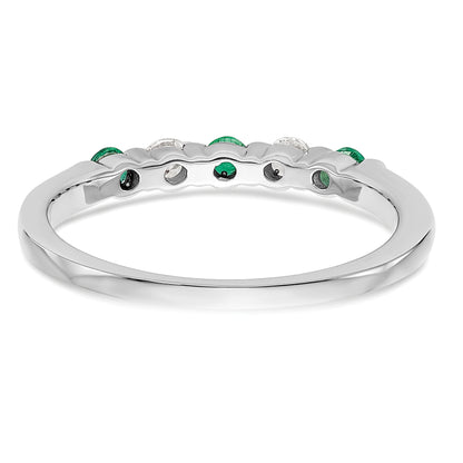 14k White Gold Real Diamond w/Emerald Band