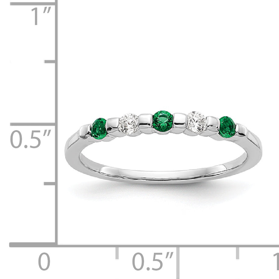 14k White Gold Real Diamond w/Emerald Band