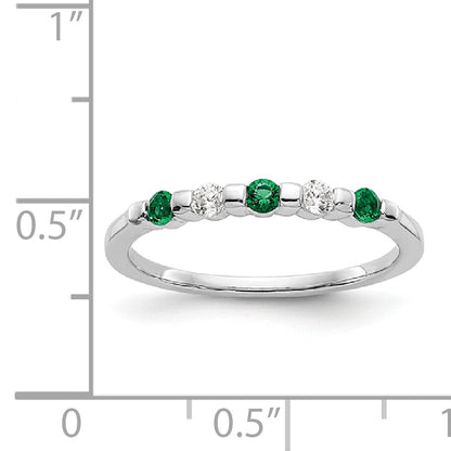 14k White Gold Real Diamond w/Emerald Band