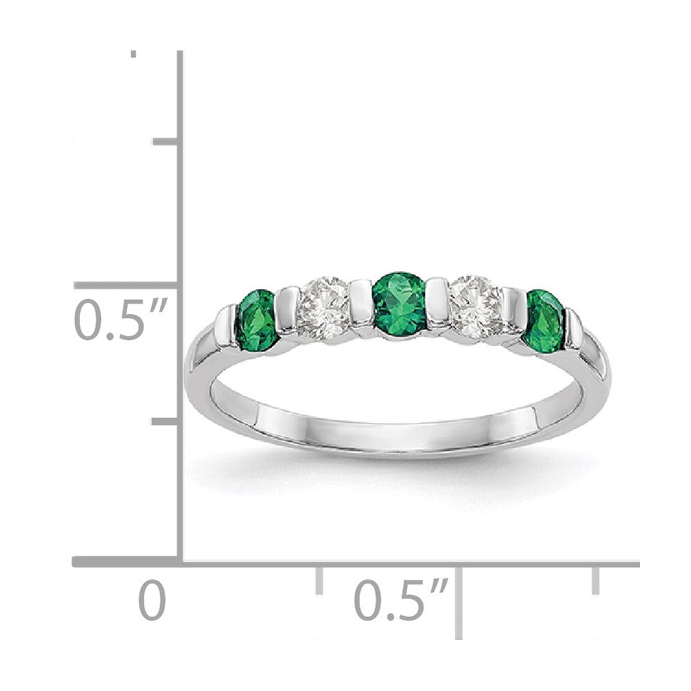 14k White Gold Real Diamond w/Emerald Band