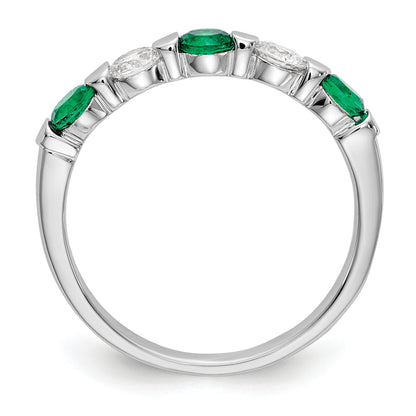 14k White Gold Real Diamond w/Emerald Band