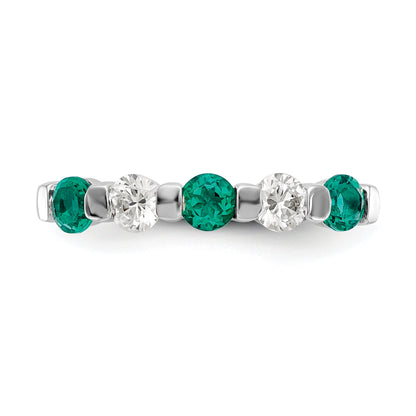 14k White Gold Real Diamond w/Emerald Band