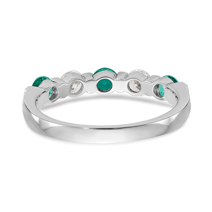 14k White Gold Real Diamond w/Emerald Band