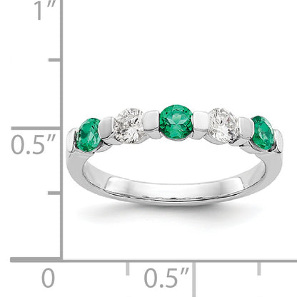 14k White Gold Real Diamond w/Emerald Band