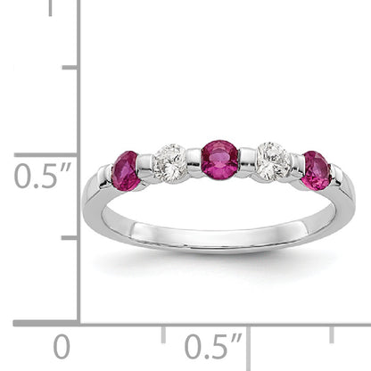 14k White Gold Real Diamond w/Ruby Band
