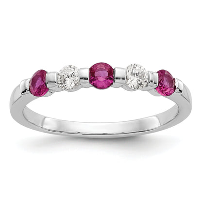 14k White Gold Real Diamond w/Ruby Band
