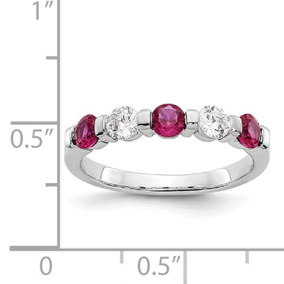 14k White Gold Real Diamond w/Ruby Band