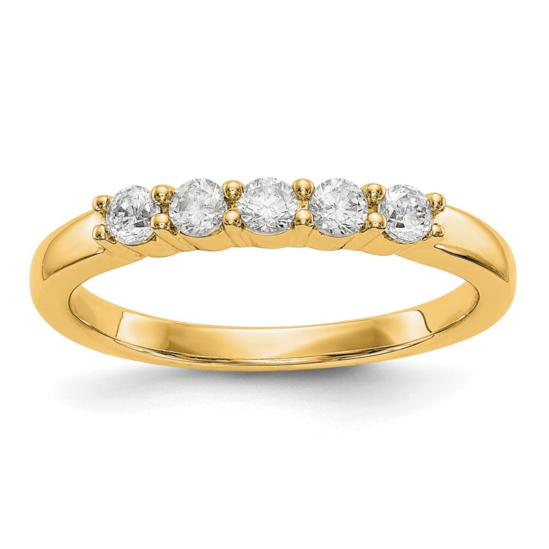 True Origin 14K Yellow Gold 1/3 carat Lab Grown Diamond VS+ F+ Complete Round Five Stone Ring