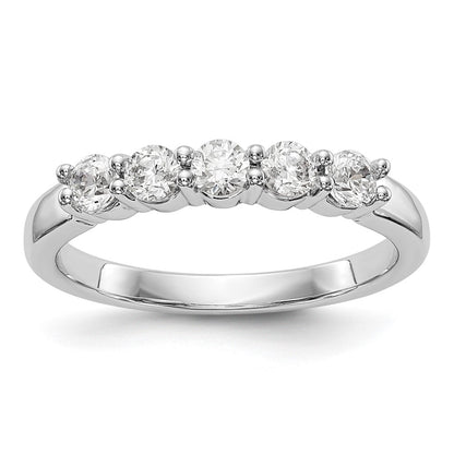 True Origin 14K White Gold 1/2 carat Lab Grown Diamond VS+ F+ Complete Round Five Stone Ring