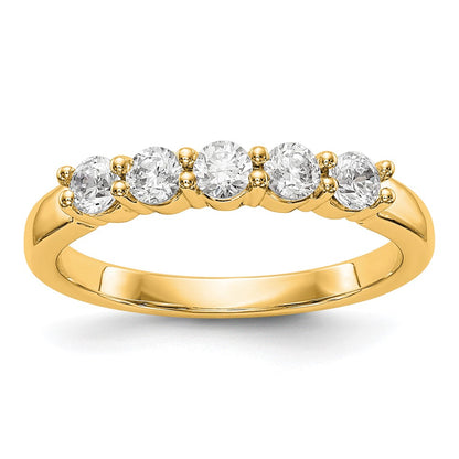True Origin 14K Yellow Gold 1/2 carat Lab Grown Diamond VS+ F+ Complete Round Five Stone Ring