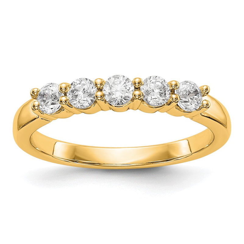 True Origin 14K Yellow Gold 1/2 carat Lab Grown Diamond VS+ F+ Complete Round Five Stone Ring