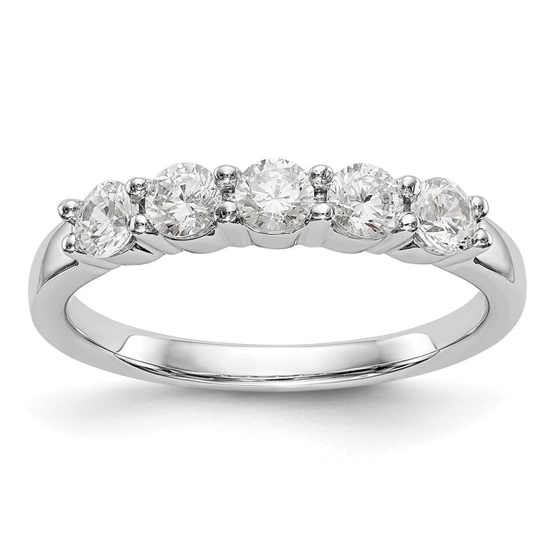 True Origin 14K White Gold 5/8 carat Lab Grown Diamond VS+ F+ Complete Round Five Stone Ring
