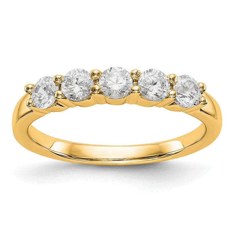 True Origin 14K Yellow Gold 5/8 carat Lab Grown Diamond VS+ F+ Complete Round Five Stone Ring