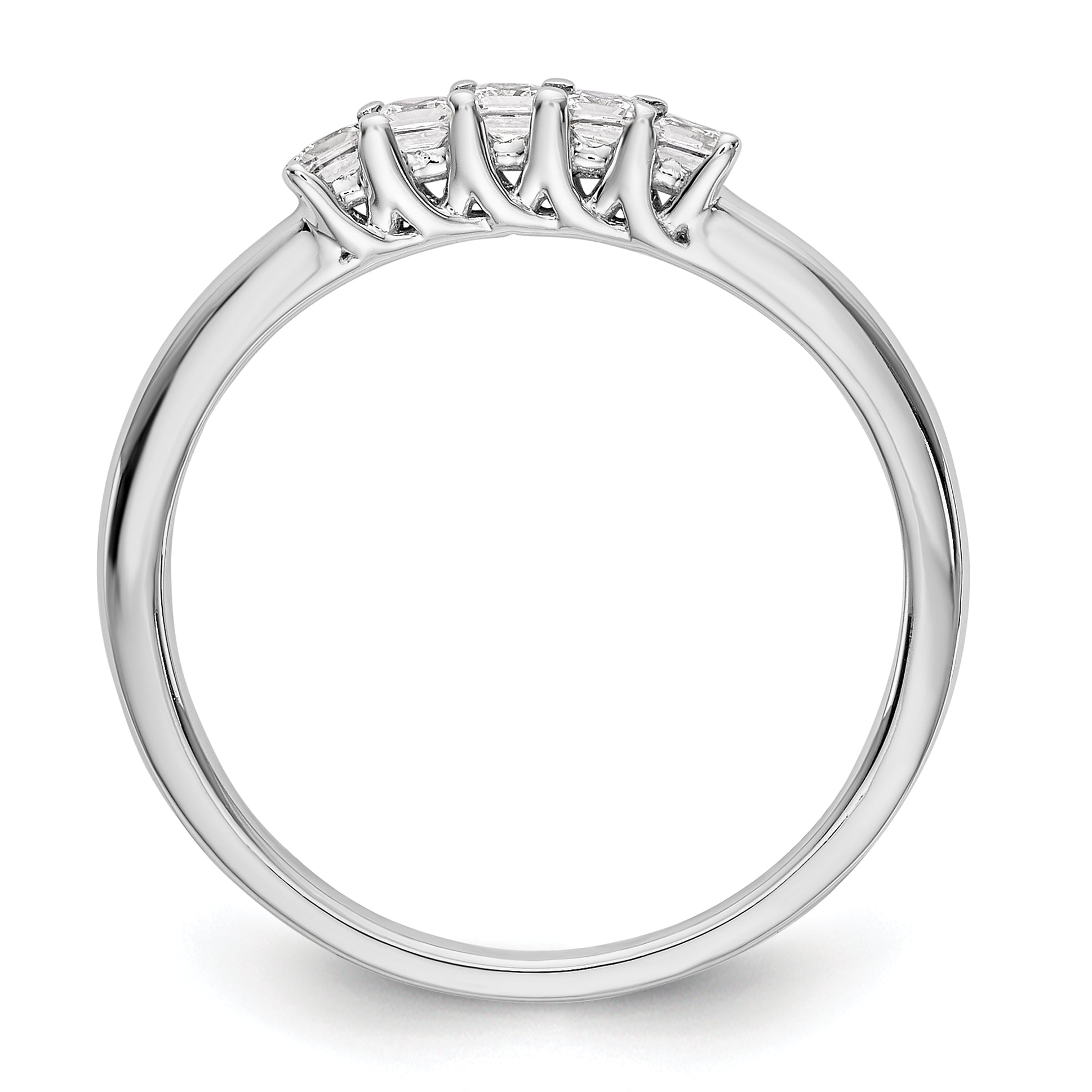 14K White Gold 5-Stone Real Diamond Band