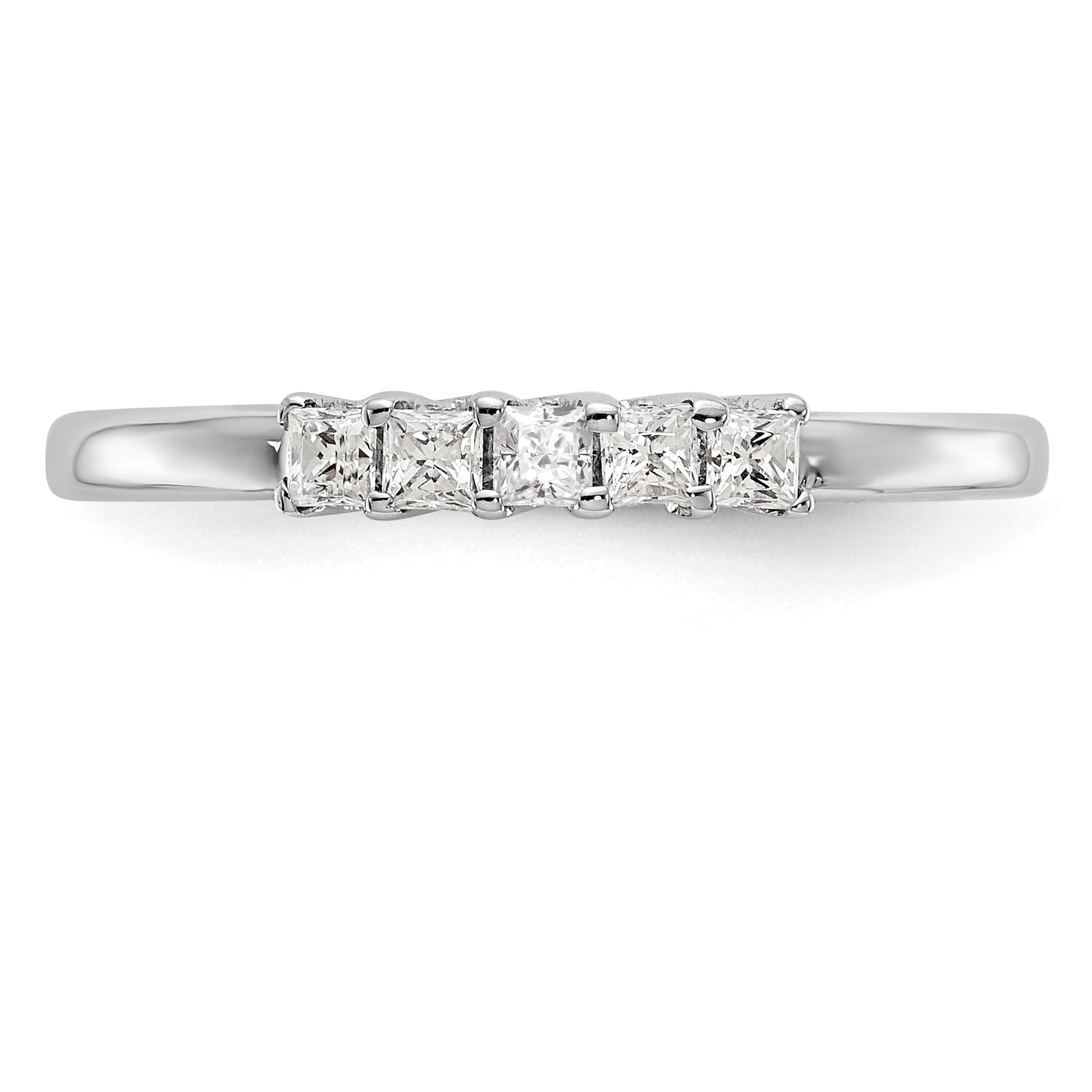 14K White Gold 5-Stone Real Diamond Band