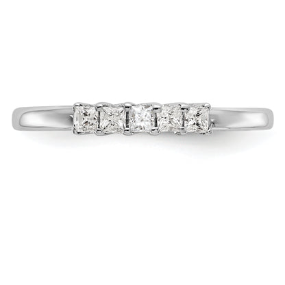 14K White Gold 5-Stone Real Diamond Band
