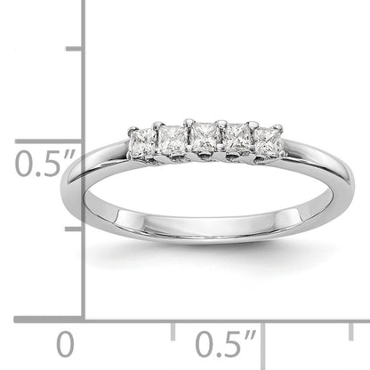 14K White Gold 5-Stone Real Diamond Band