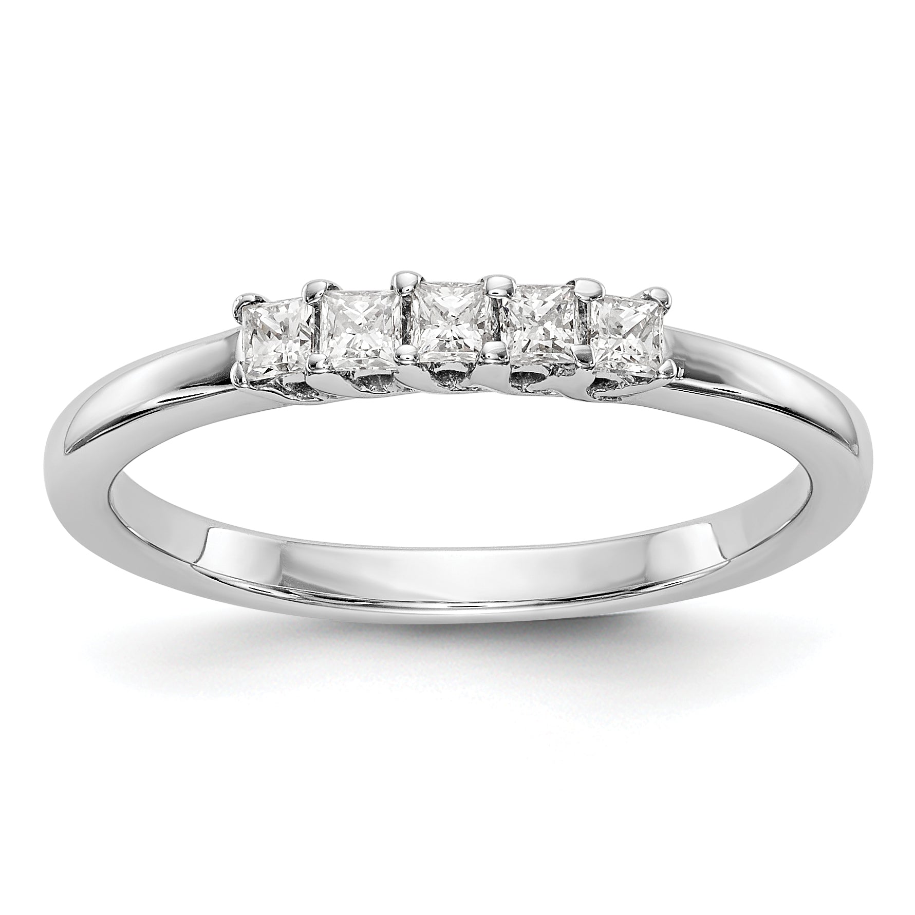 14K White Gold 5-Stone Real Diamond Band