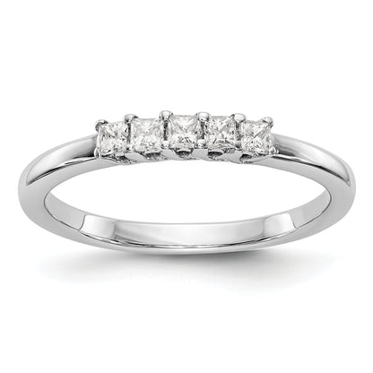 14K White Gold 5-Stone Real Diamond Band
