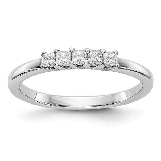 14K White Gold 5-Stone Real Diamond Band
