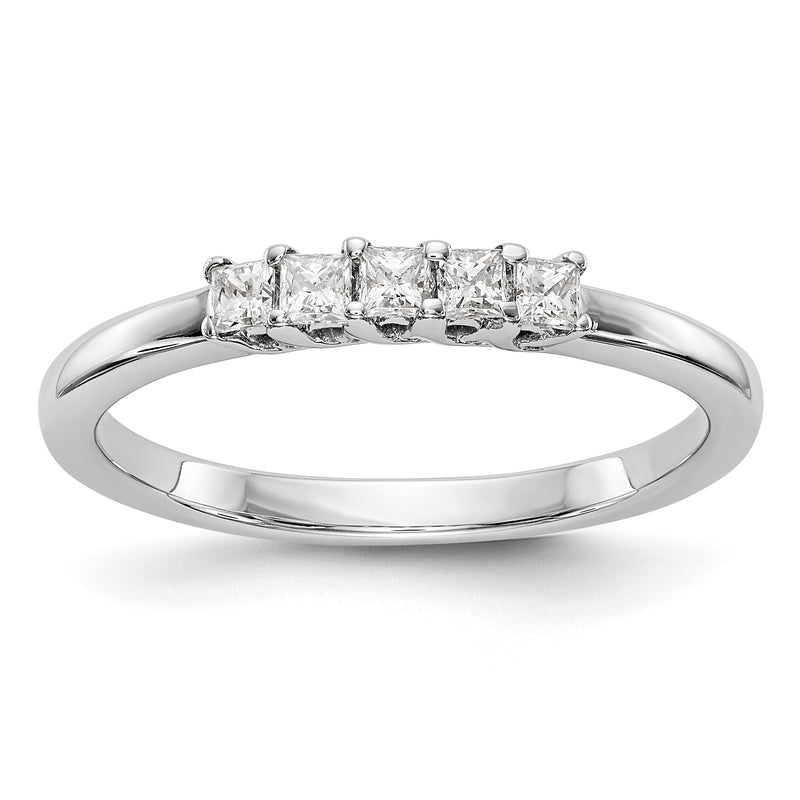 14K White Gold 5-Stone Real Diamond Band