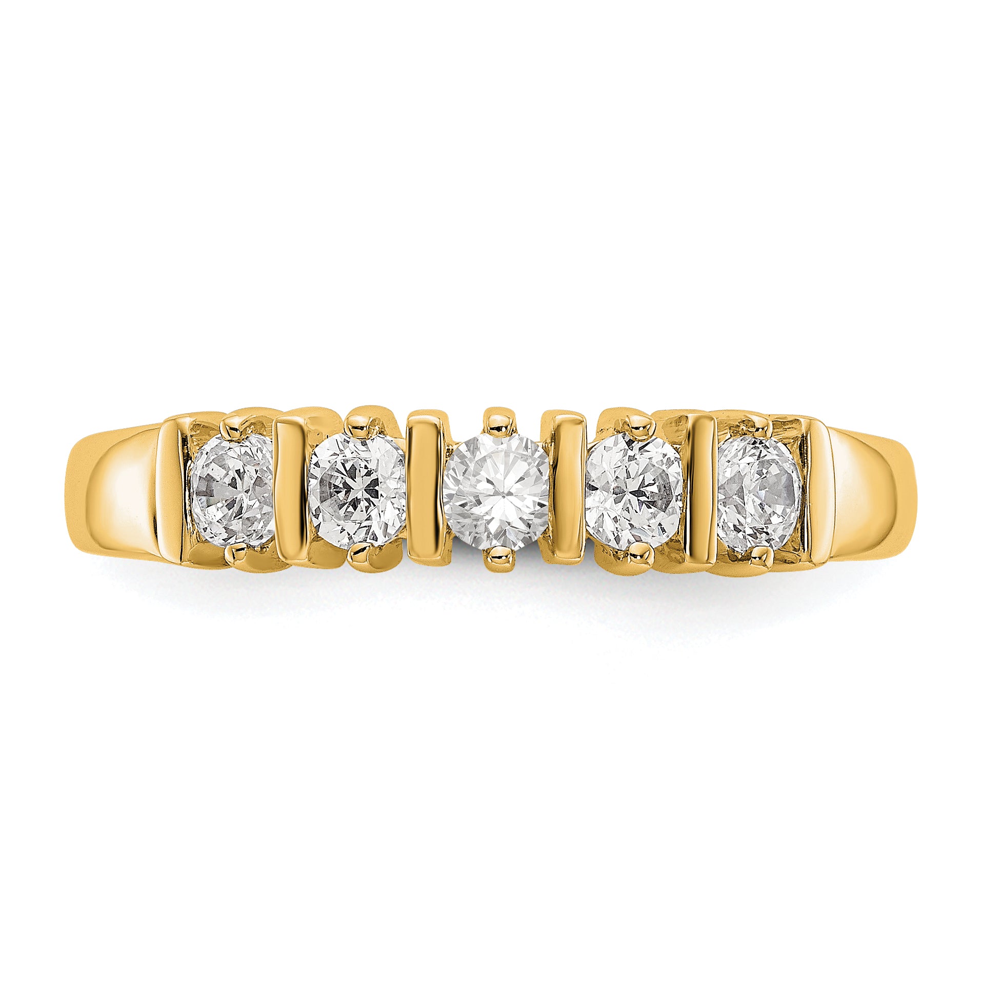 14K Yellow Gold 5 Stone Diamond Band