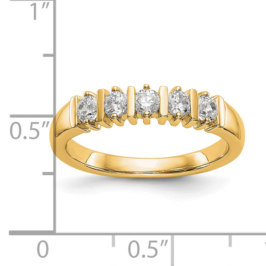 14K Yellow Gold 5 Stone Diamond Band