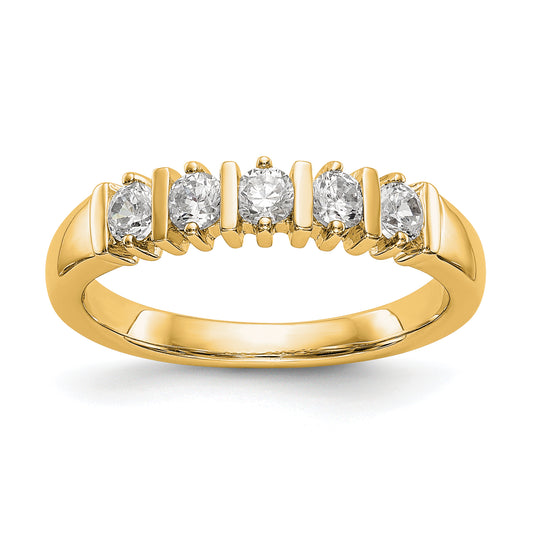 14K Yellow Gold 5 Stone Diamond Band