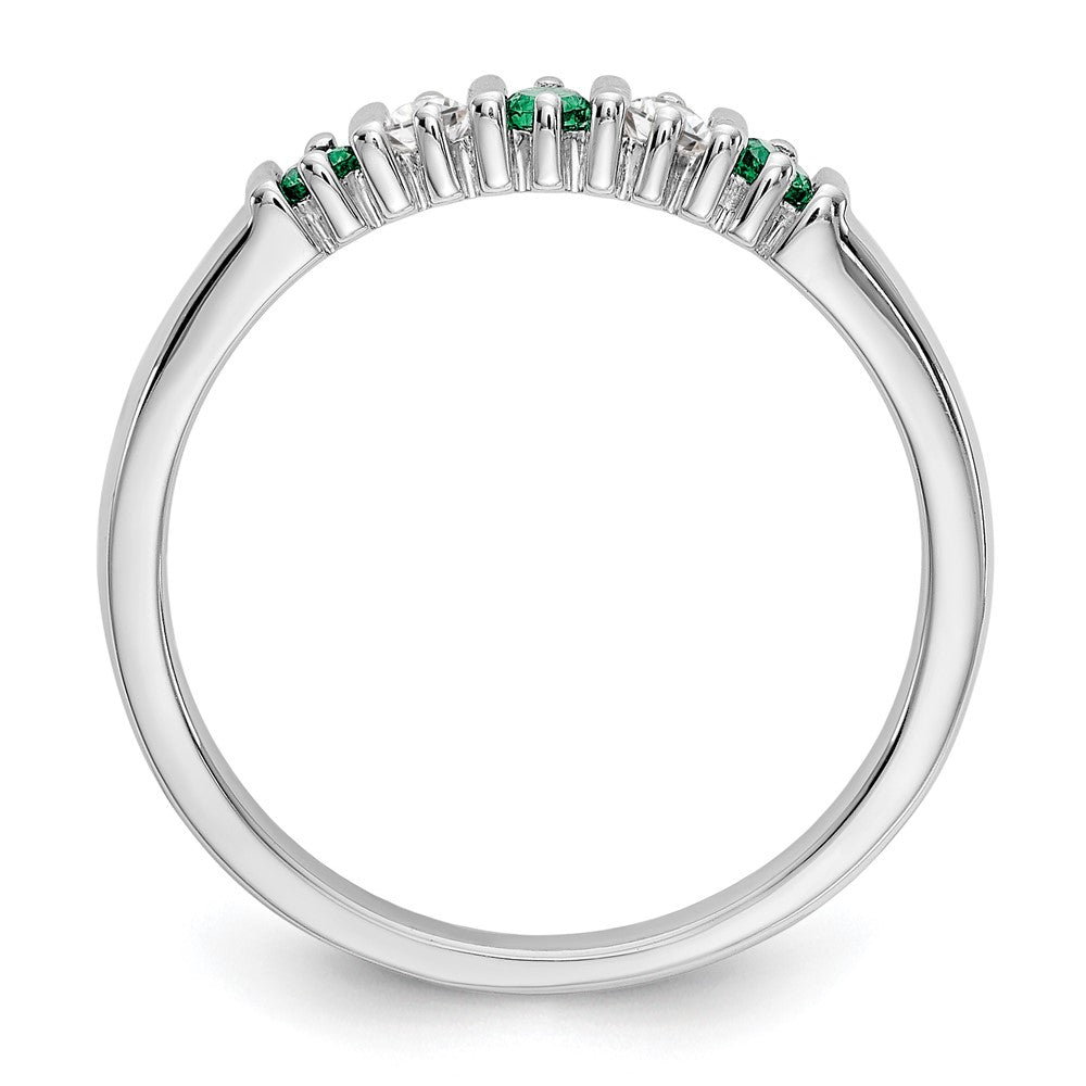 14k White Gold Real Diamond w/Emerald Band