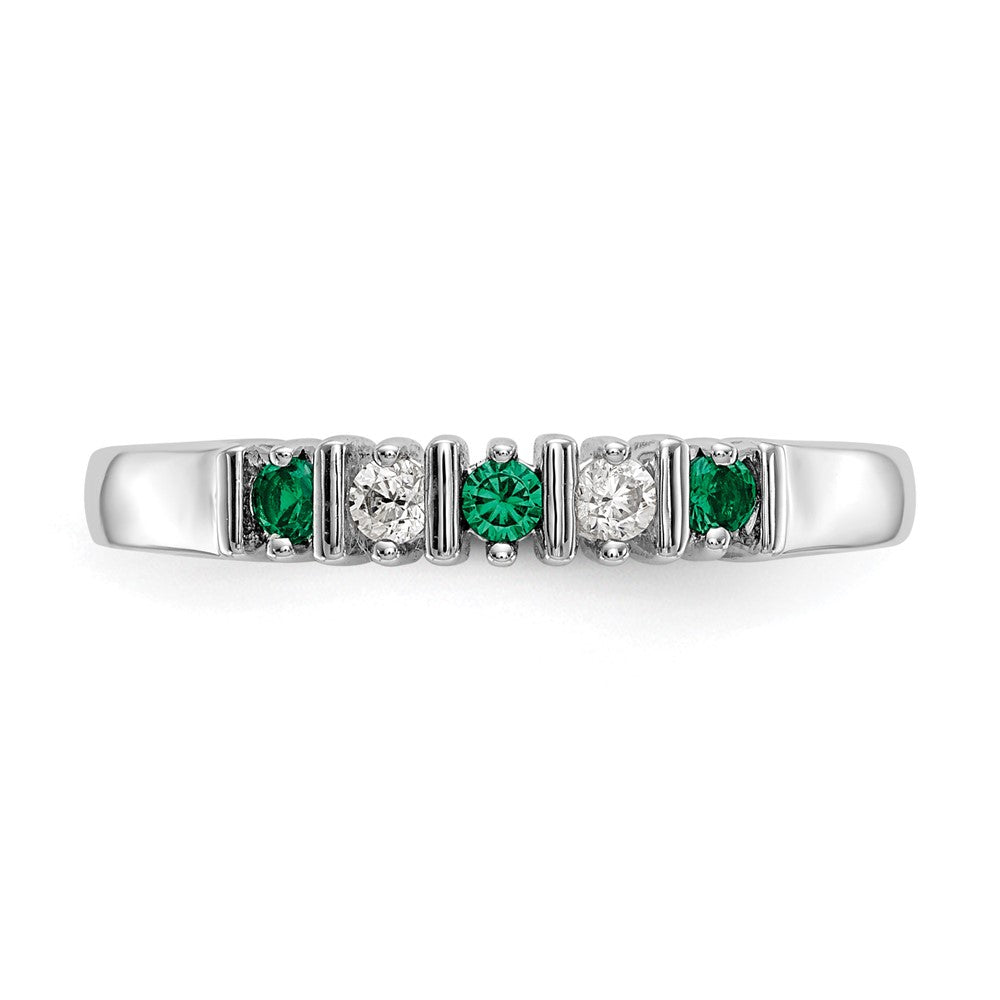 14k White Gold Real Diamond w/Emerald Band