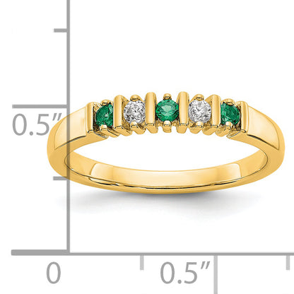 14k Yellow Gold Real Diamond w/Emerald Band