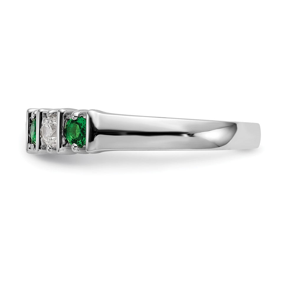 14k White Gold Real Diamond w/Emerald Band