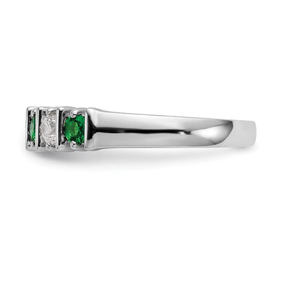 14k White Gold Real Diamond w/Emerald Band