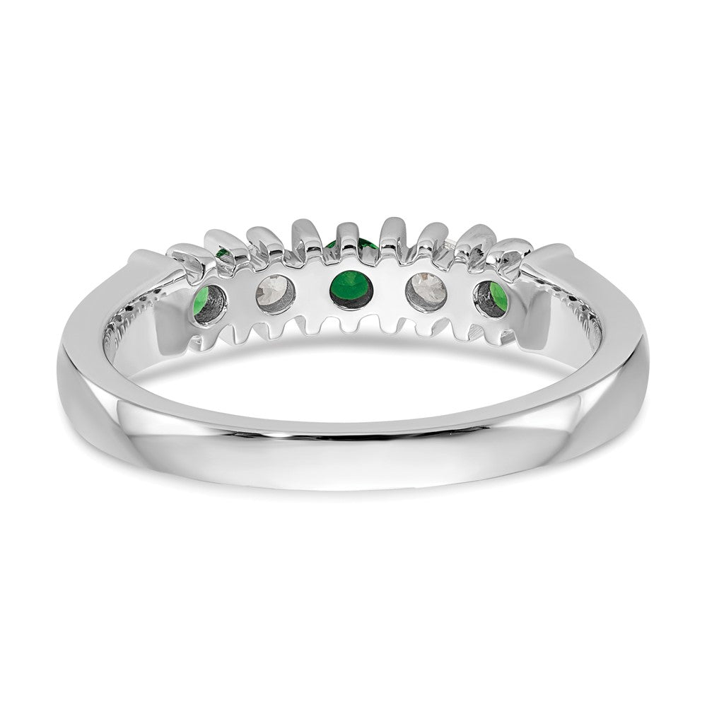 14k White Gold Real Diamond w/Emerald Band