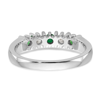 14k White Gold Real Diamond w/Emerald Band