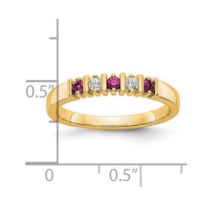 14k Yellow Gold Real Diamond w/Ruby Band