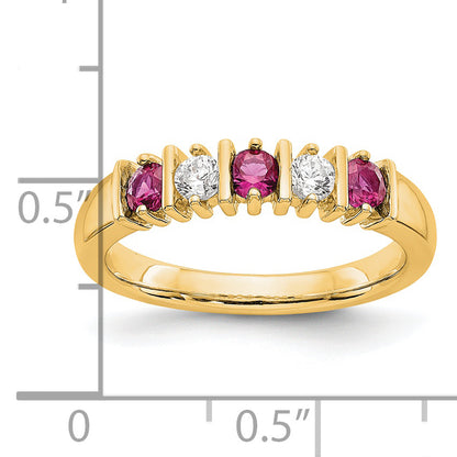 14k Yellow Gold Real Diamond w/Ruby Band