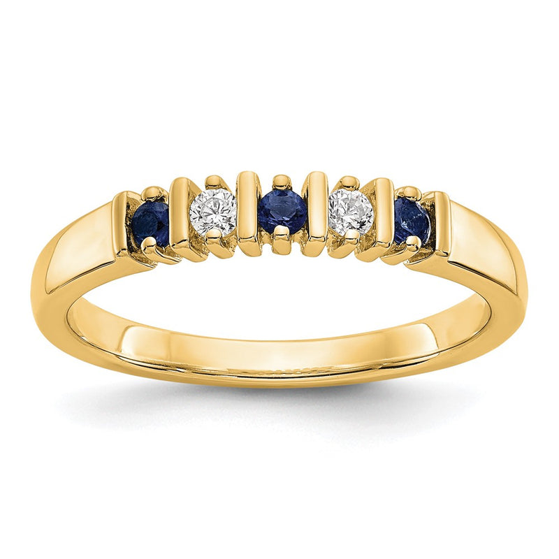 14k Yellow Gold Real Diamond w/Sapphire Band