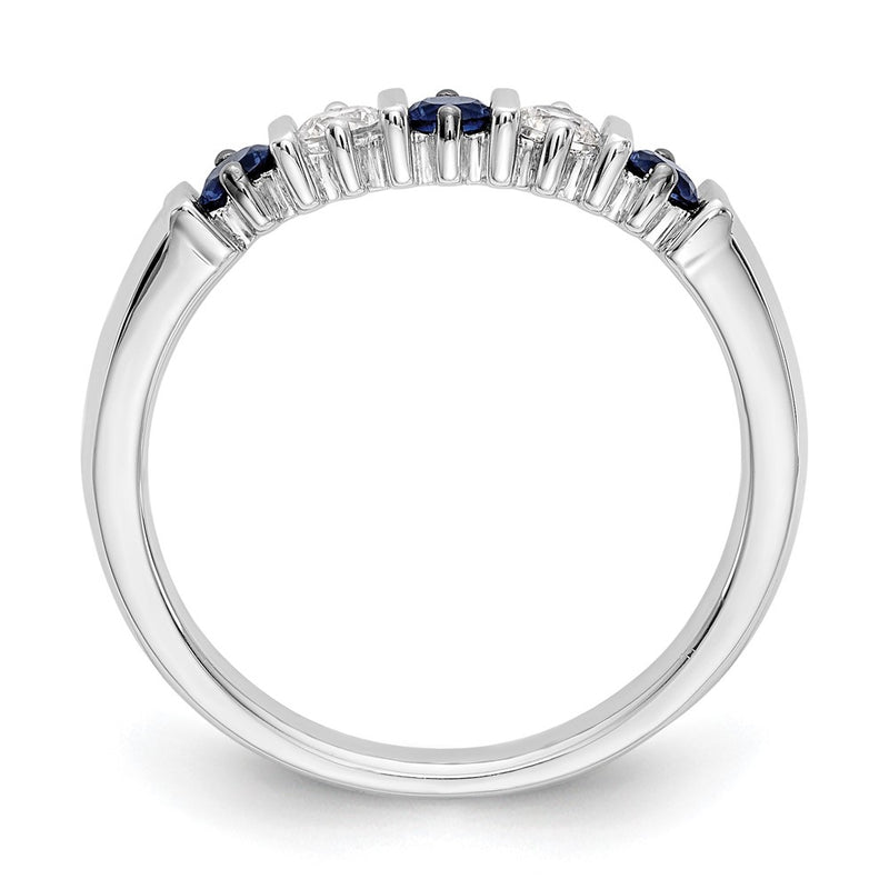 14k White Gold Real Diamond w/Sapphire Band