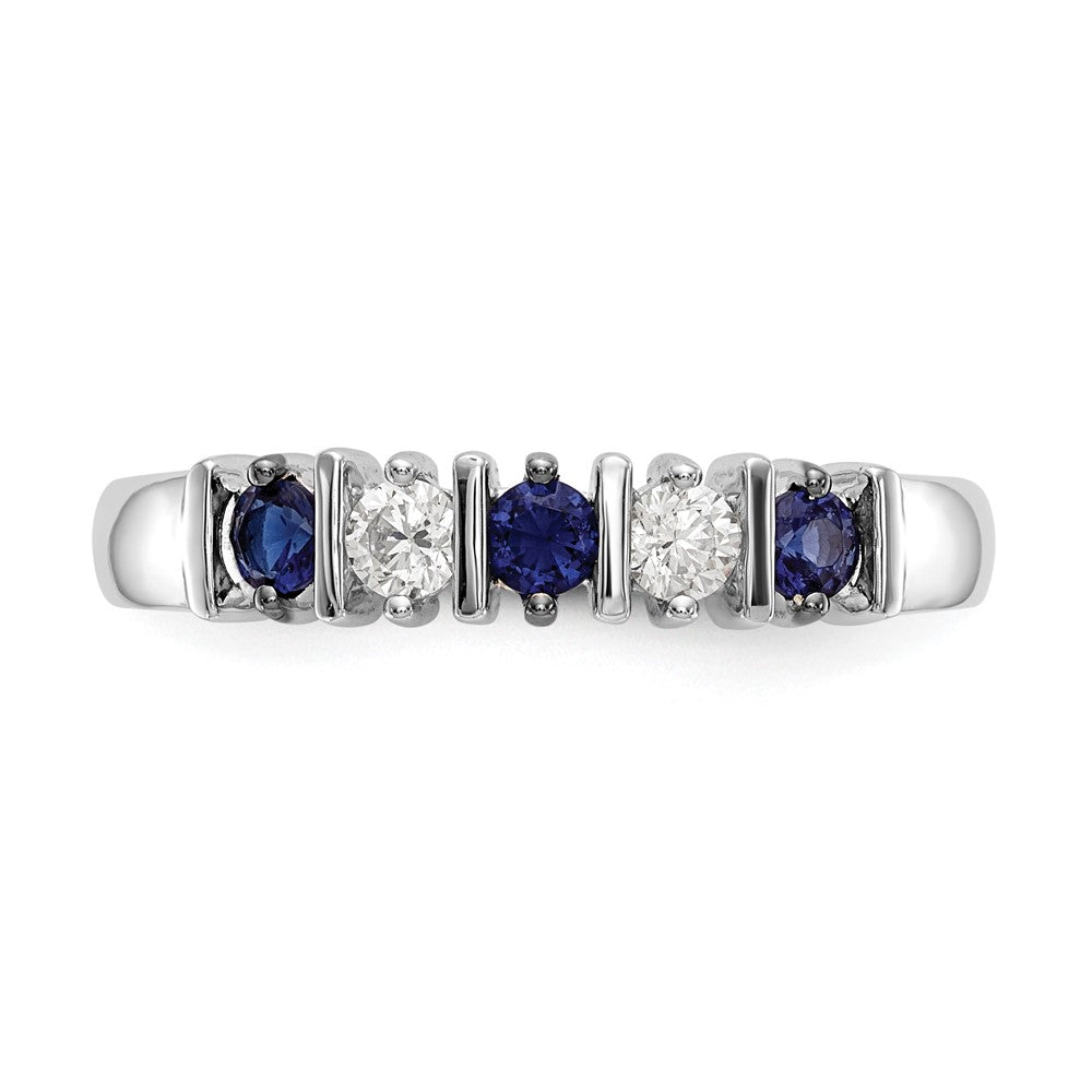 14k White Gold Real Diamond w/Sapphire Band