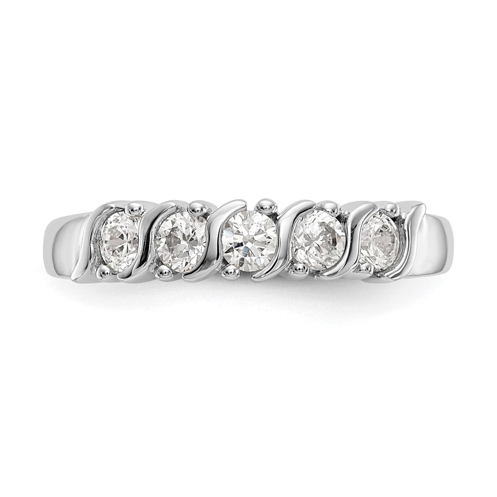 14K White Gold 5 Stone Prong Set 1/2 Carat Complete Round Diamond Band