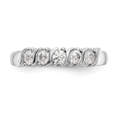 14K White Gold 5 Stone Prong Set 1/2 Carat Complete Round Diamond Band