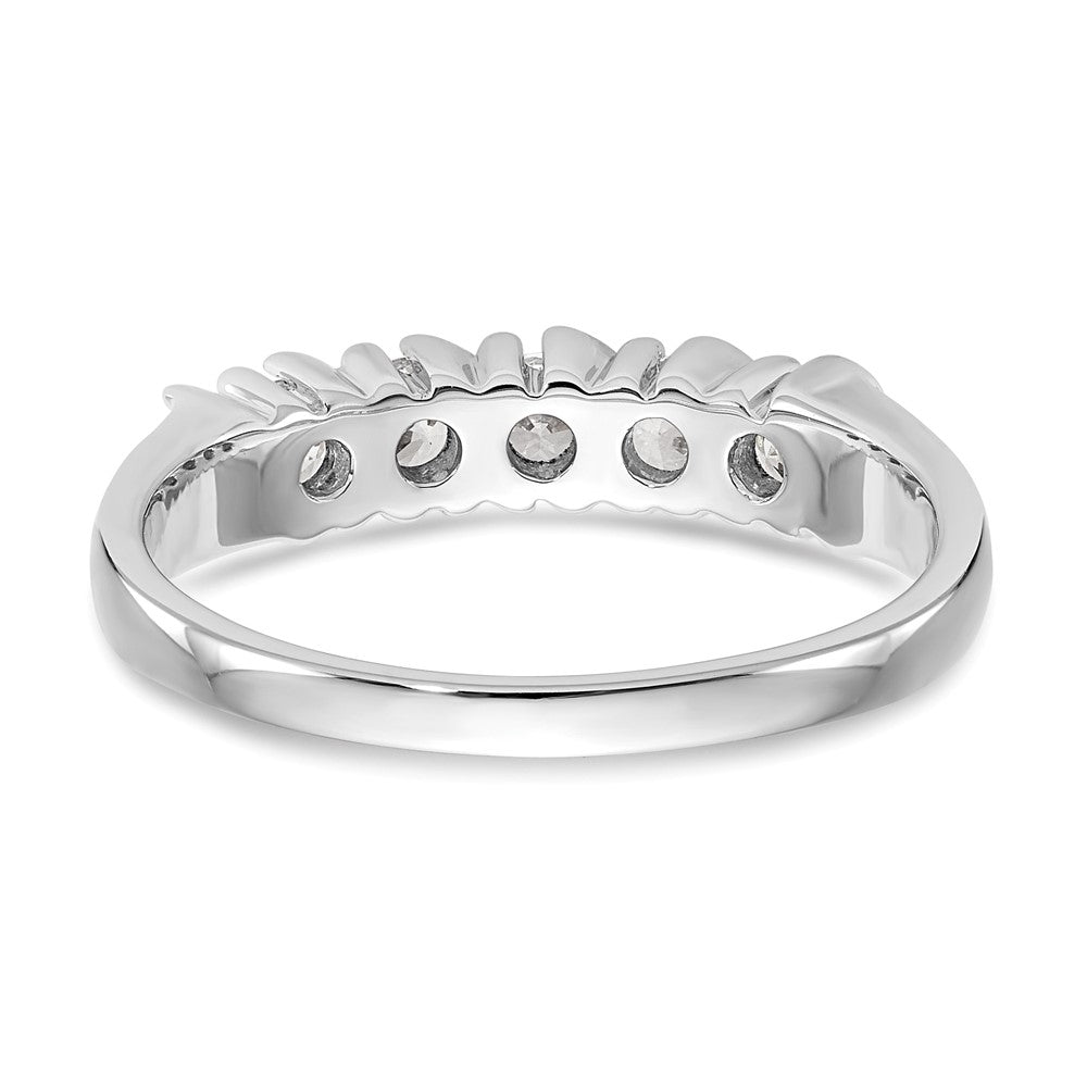 14K White Gold 5 Stone Prong Set 1/2 Carat Complete Round Diamond Band
