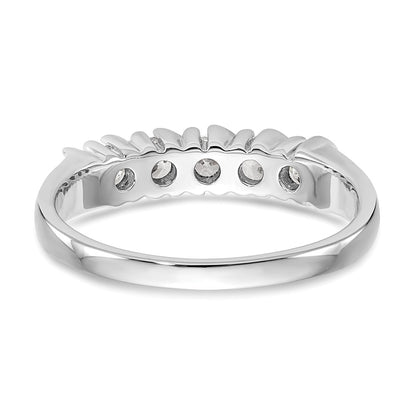 14K White Gold 5 Stone Prong Set 1/2 Carat Complete Round Diamond Band