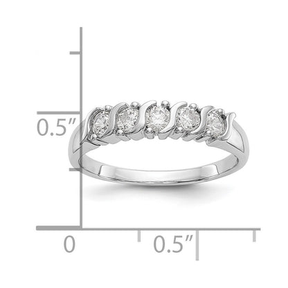 14K White Gold 5 Stone Prong Set 1/2 Carat Complete Round Diamond Band