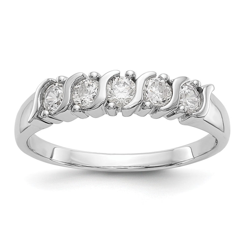 14K White Gold 5 Stone Prong Set 1/2 Carat Complete Round Diamond Band