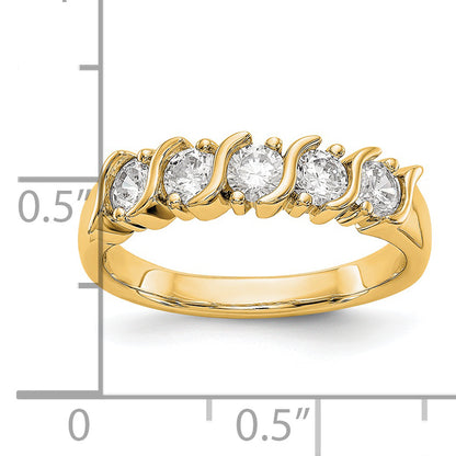 14K Yellow Gold 5 Stone Diamond Band