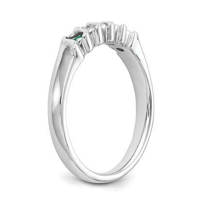 10K White Gold Diamond W/Emerald Band