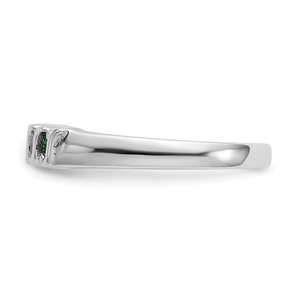 14k White Gold Real Diamond w/Emerald Band
