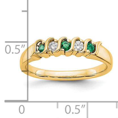 14k Yellow Gold Real Diamond w/Emerald Band